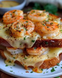 Cheesy Garlic Bread Shrimp Grilled cheese